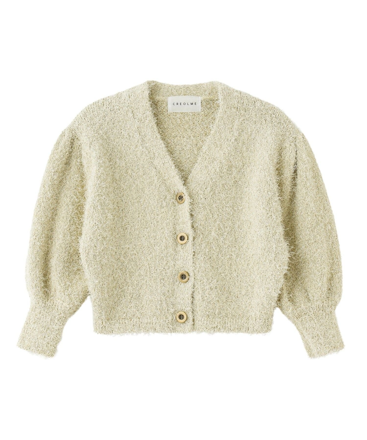 ROSE BUD LAME FEATHER KNIT CARDIGAN ローズバッド トップス ニット ブラック ホワイト