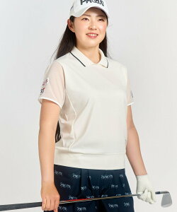 23区GOLF 【辻梨恵プロ着用】【ストレッチ/UVケア】メッシュスリーブポロ 通気性抜群 袖メッシュでムレない ニジュウサンクゴルフ トップス カットソー・Tシャツ ネイビー ホワイト ブラック【送料無料】