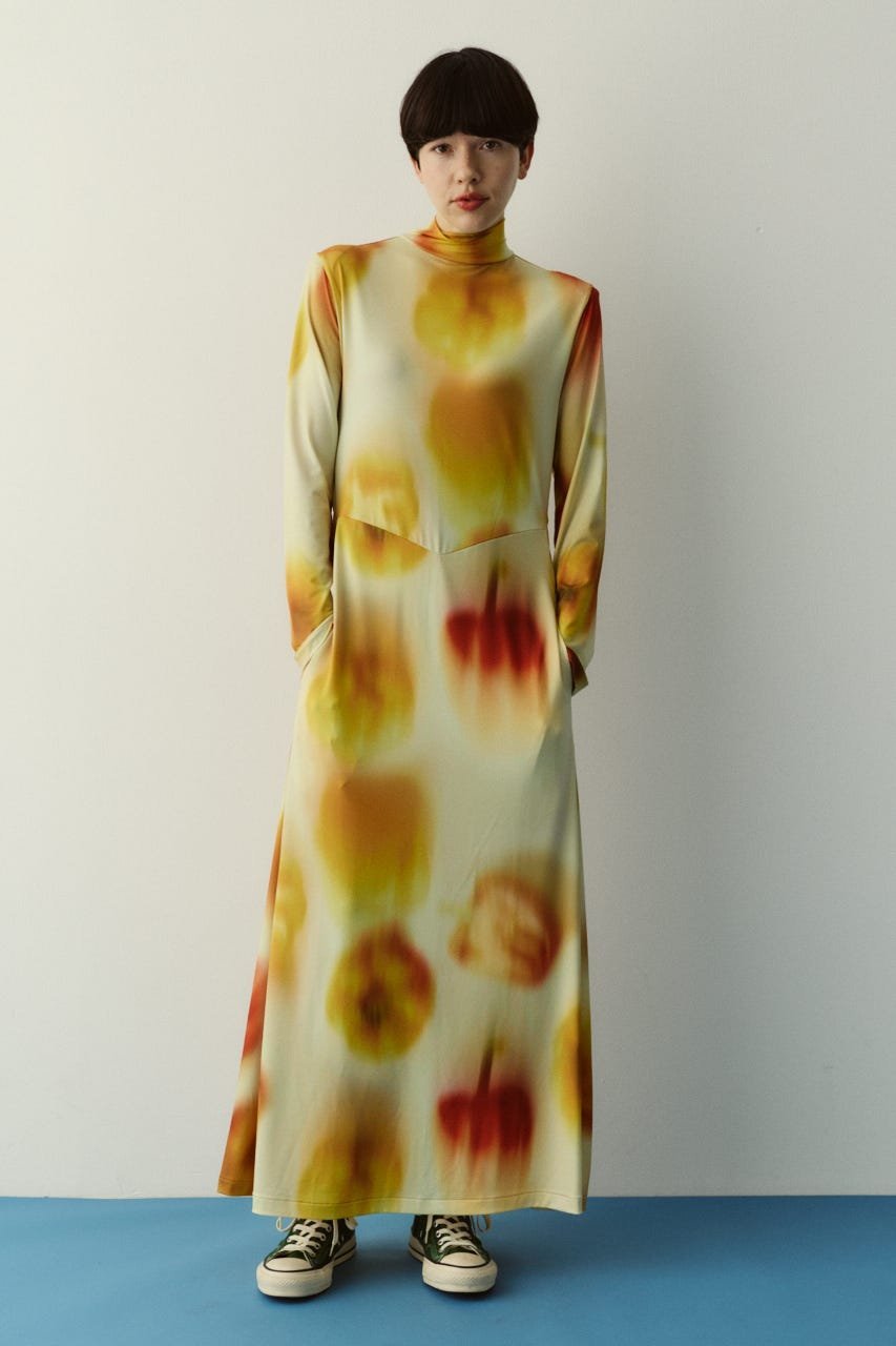 【SALE／30%OFF】HeRIN.CYE Paprika pattern dress ヘリンドットサイ ワンピース・ドレス ワンピース イエロー ネイビー【送料無料】