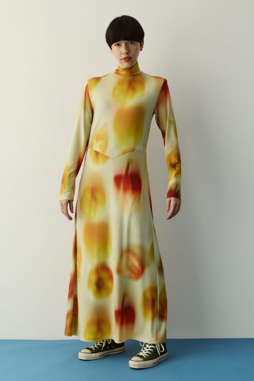 HeRIN.CYE Paprika pattern dress ヘリンドットサイ ワンピース・ドレス ワンピース イエロー ネイビー