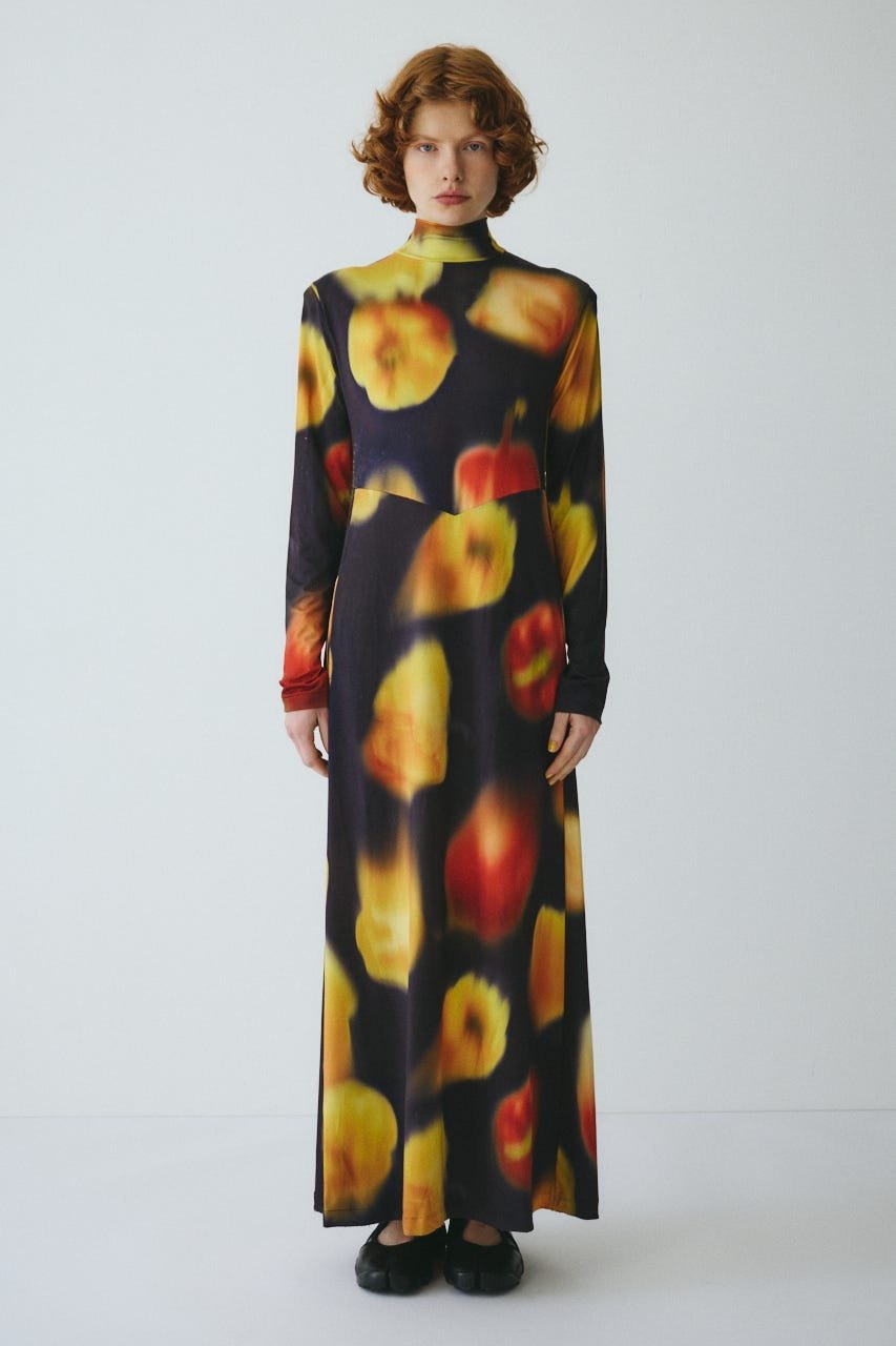 HeRIN.CYE Paprika pattern dress ヘリンドットサイ ワンピース・ドレス ワンピース イエロー ネイビー