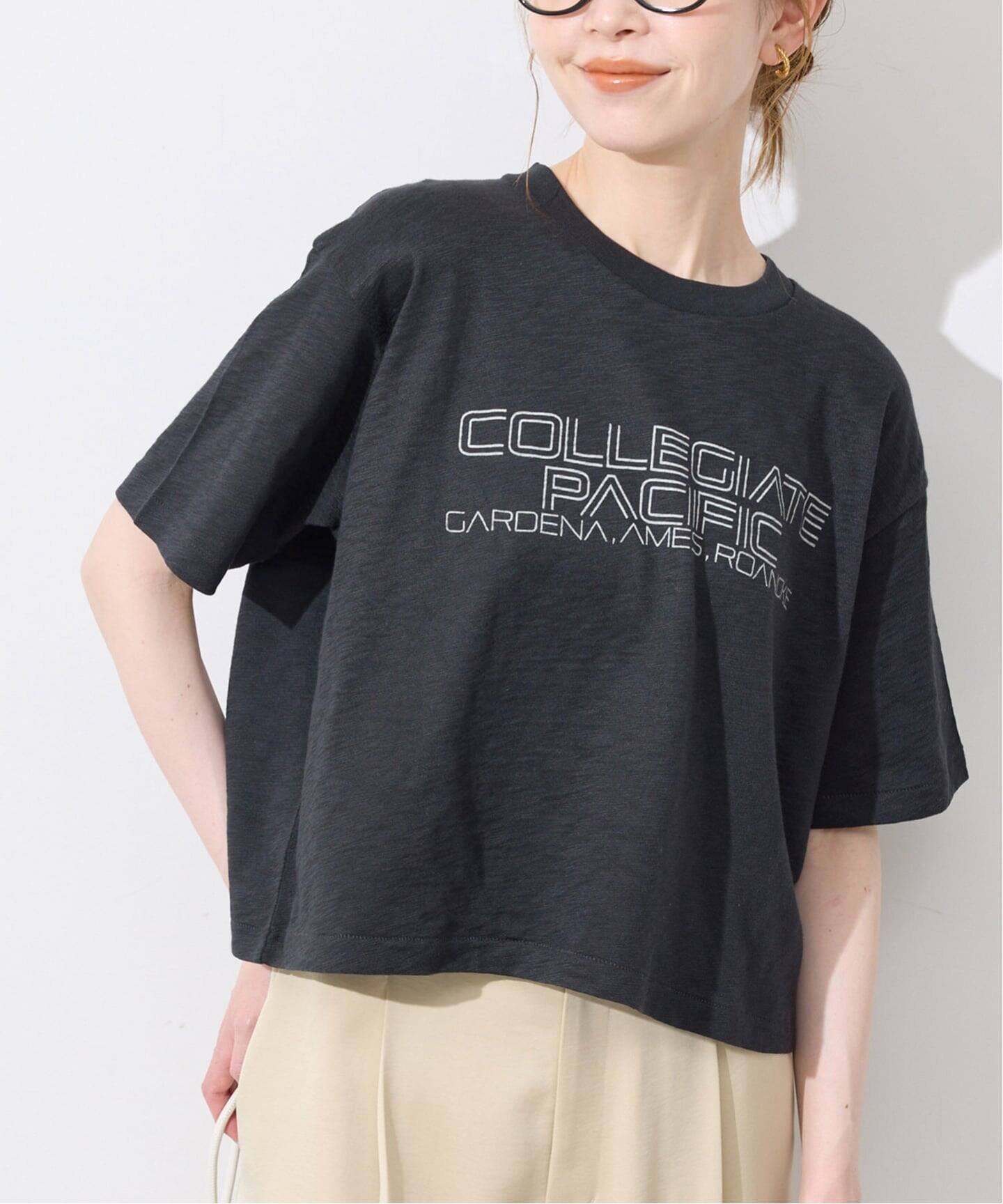 SLOBE IENA 《追加予約》Collegiate Pacific SLOBE別注 ショートTシャツ スローブ イエナ トップス カットソー・Tシャツ ワインレッド ホワイト グレー