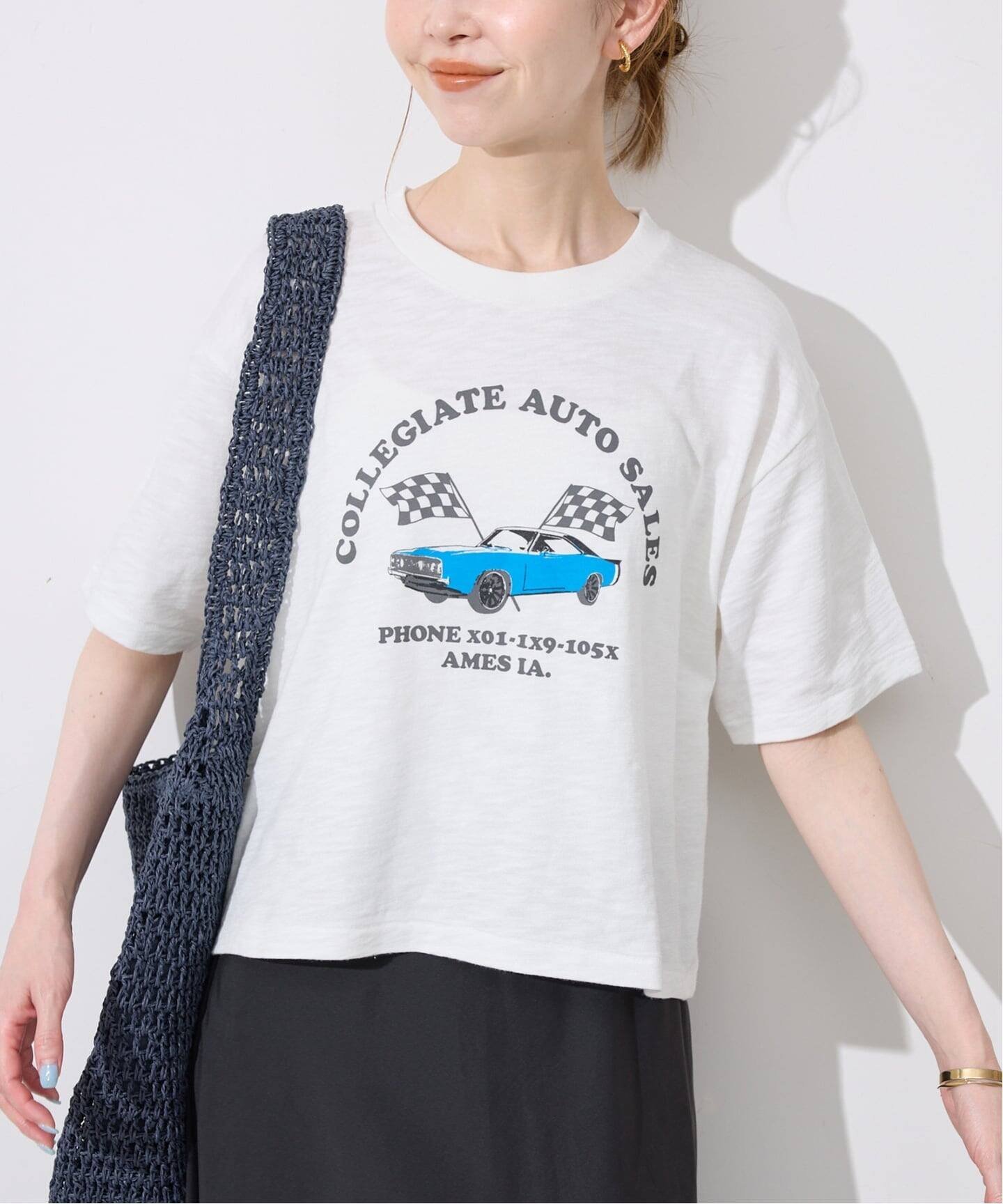 SLOBE IENA 《追加》Collegiate Pacific SLOBE別注 ショートTシャツ スローブ イエナ トップス カットソー・Tシャツ ワインレッド ホワイト グレー