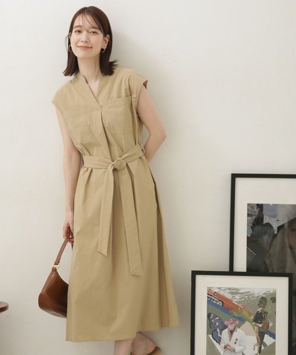 【SALE／13%OFF】LB．04 LB.04/ナイロンストレッチポプリンスキッパーノースリーブワンピース ナノユニバース ワンピース・ドレス その他のワンピース・ドレス ベージュ ブルー ネイビー【送料無料】のサムネイル