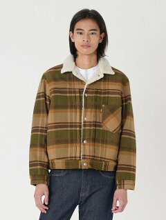 Type I Plaid Sherpa Trucker Jacket A4882: 0006 A48820006 Brown Pattern Type I Plaid Sherpa Trucker Jacket A4882: 0006 A48820006 Brown Pattern