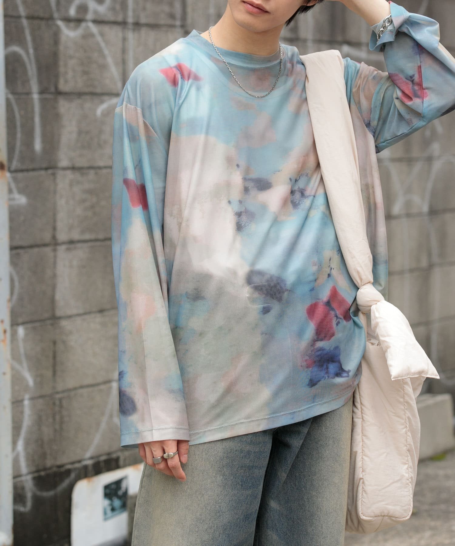 【SALE／22%OFF】SENSE OF PLACE マーブルシアールーズロングTシャツ センス オブ プレイス トップス カットソー・Tシャツ ブルー ブラウン ブラックのサムネイル