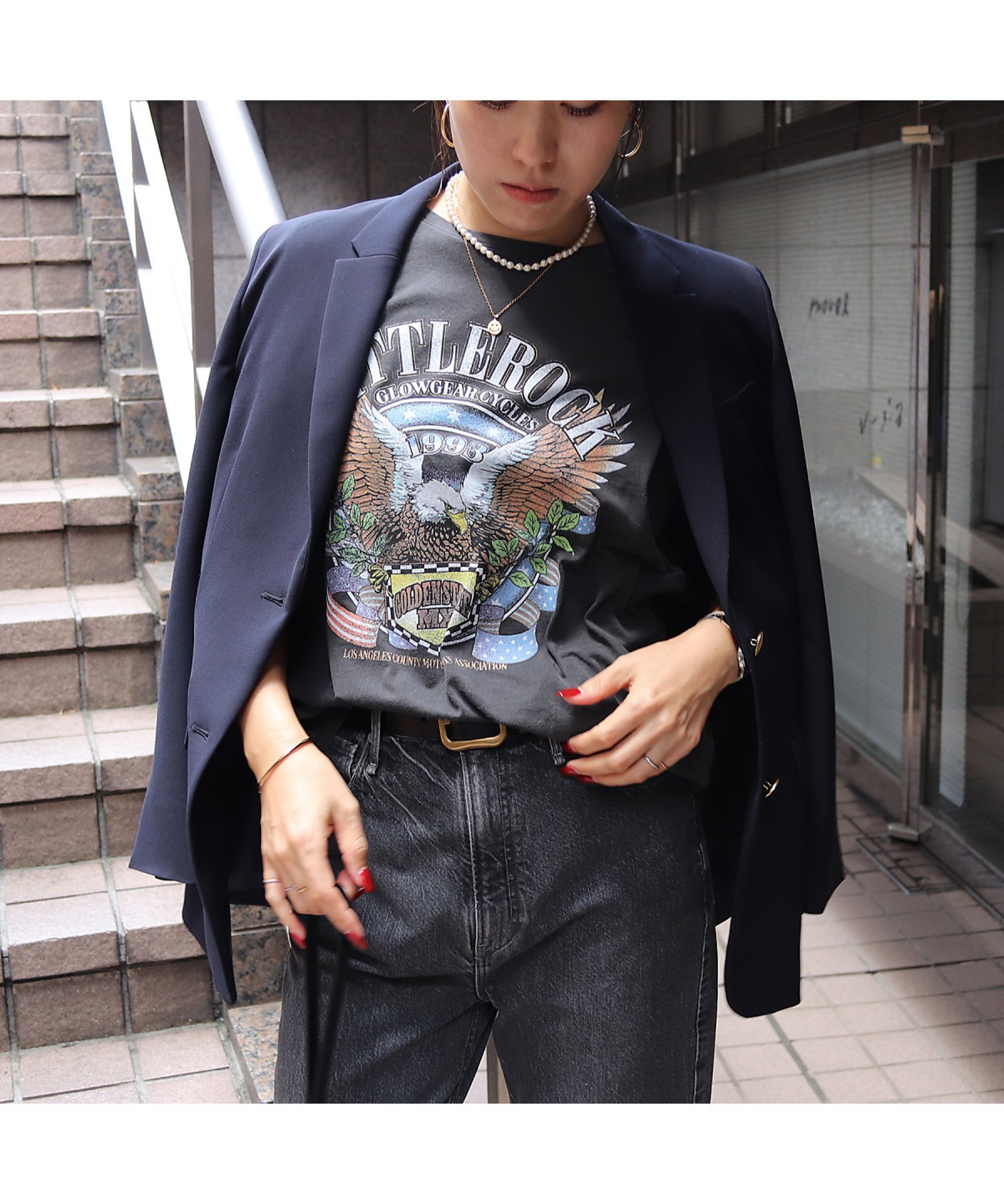 Rouge vif la cle 【MICA&DEAL*GOOD ROCK SPEED】ロックT / 5分袖 / ルージュ・ヴィフ ラクレ トップス カットソー・Tシャツ ブラック【送料無料】