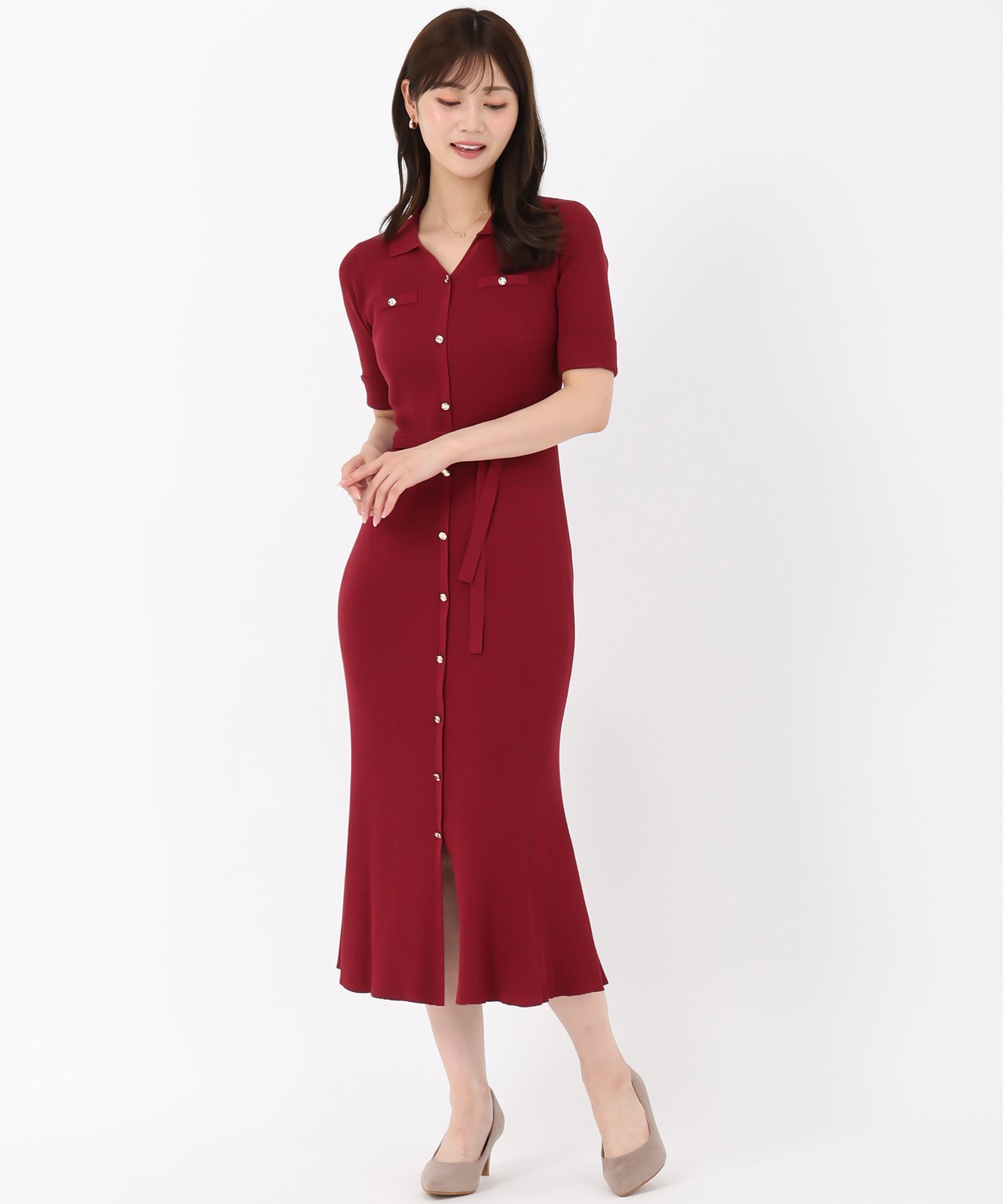 MISCH MASCH MM537410 ポロ衿ニットワンピース ミッシュマッシュ ワンピース・ドレス ワンピース ワインレッド ブラック グレー【送料無料】のサムネイル