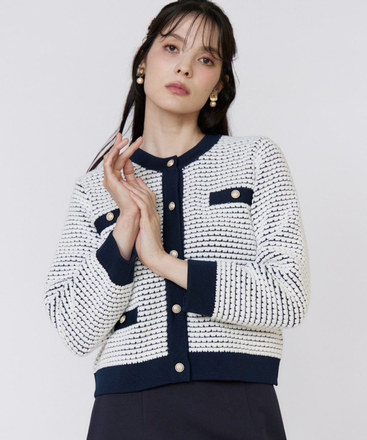 Maglie par ef-de 《大きいサイズ》バルキーニットジャケット マーリエ ル カセット トップス カーディ..