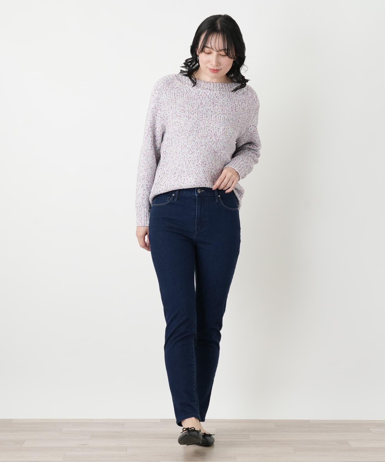 Leilian ストレッチスリムデニムパンツ【L JEANS】 レリアン パンツ ジーンズ・デニムパンツ ブルー ネイビー