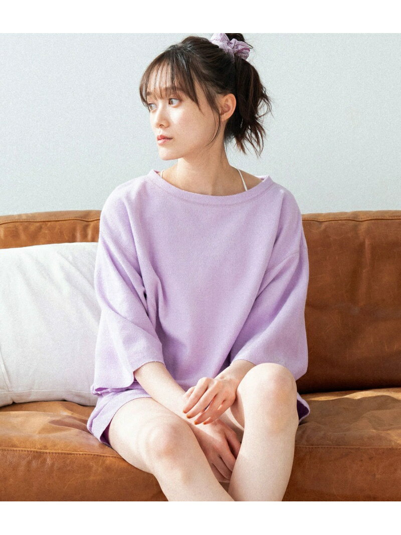 【SALE／50%OFF】VIS 【ViSage】【ヒアルロン酸加工】【セットアップ対応】パイルクロッププルオーバー ビス インナー・ルームウェア その他のインナー・ルームウェア パープル ベージュ グリーンのサムネイル