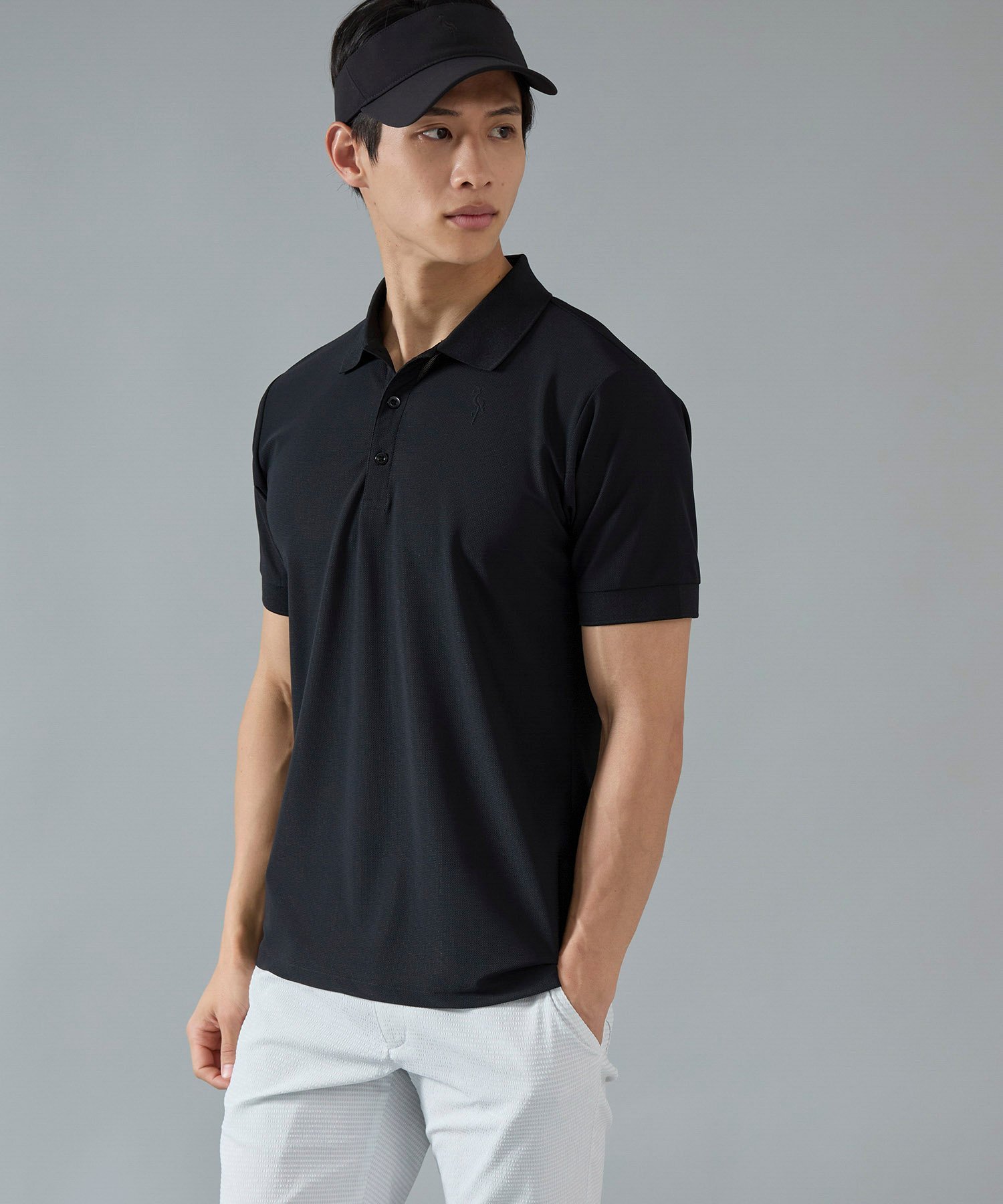 JUN&ROPE' 【NOIR】PEE KAY ナイロンピケストレッチポロシャツ ジュンアンドロペ トップス ポロシャツ ブラック ホワイト【送料無料】