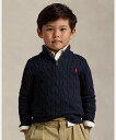 POLO RALPH LAUREN (ボーイズ 2才~7才)ケーブルニット コットン クォータージップ セーター ラルフローレン トップス ニット ネイビー【送...