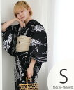 utatane utatane 浴衣3点セット 黒地に白のしだれ藤と縞絞り柄 Sサイズ ウタタネ 着物・浴衣・和装小物 浴衣【送料無料】