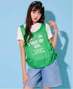 【SALE/50%OFF】by LOVEiT メッシュロングTシャツセット ナルミヤオンライン トップス アンサンブル グリーン パープル