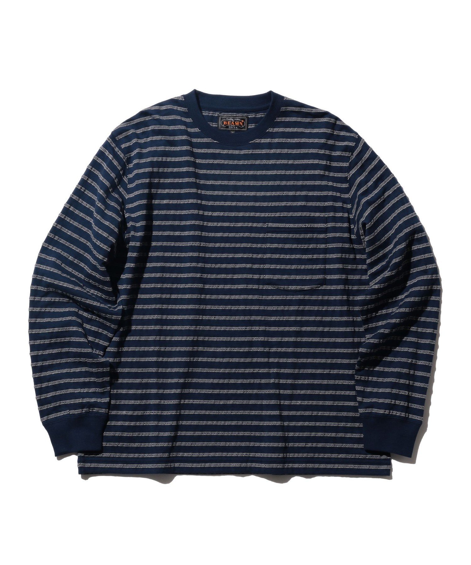 【SALE／30%OFF】BEAMS PLUS BEAMS PLUS ｜ ジャカード ボーダー柄 長袖 ポケットTシャツ ビームス メン トップス カットソー・Tシャツ ホワイト ネイビー グレー【送料無料】