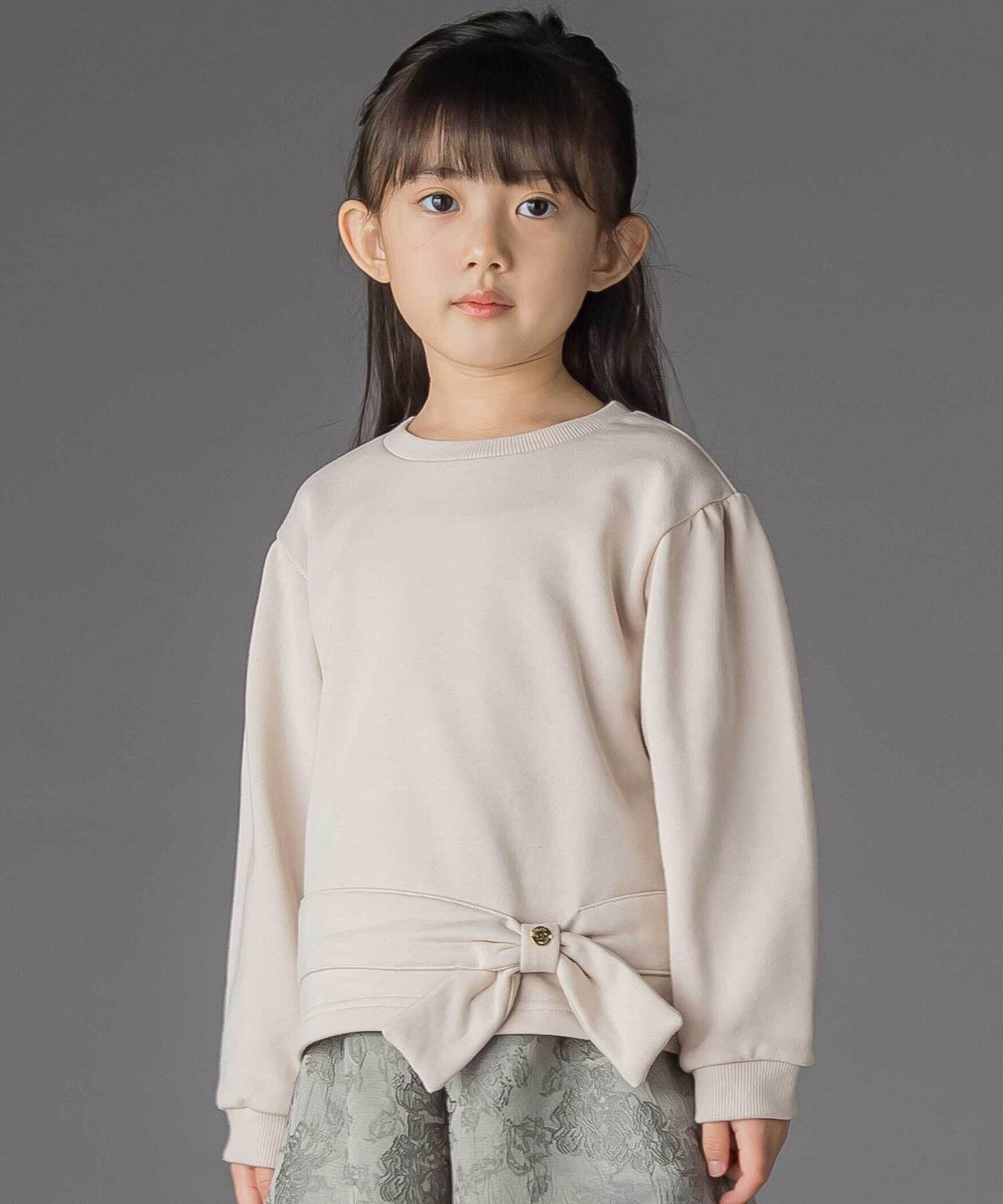 BeBe Petits Pois Vert 裏毛リボンポイントトレーナー(95~150cm) ベベ オンライン ストア トップス ス..