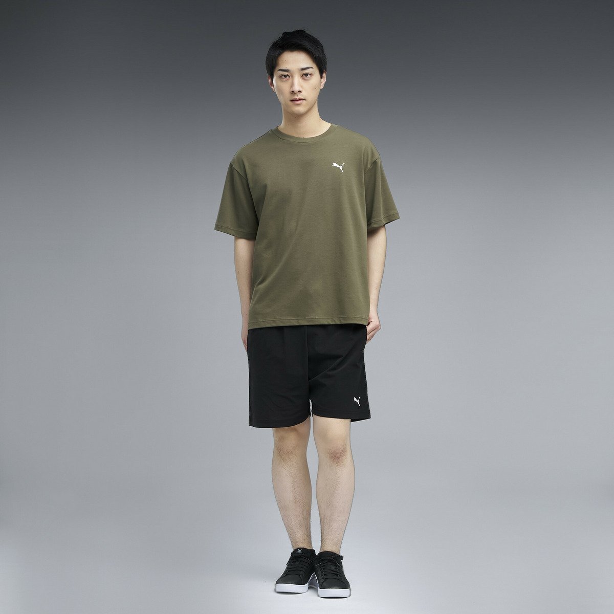 メンズ ESS エレベーテッド MX カモ バック プリント 半袖 Tシャツ SUMMER MX SS BK PT TEE プーマ トップス カットソー・Tシャツ グリーン