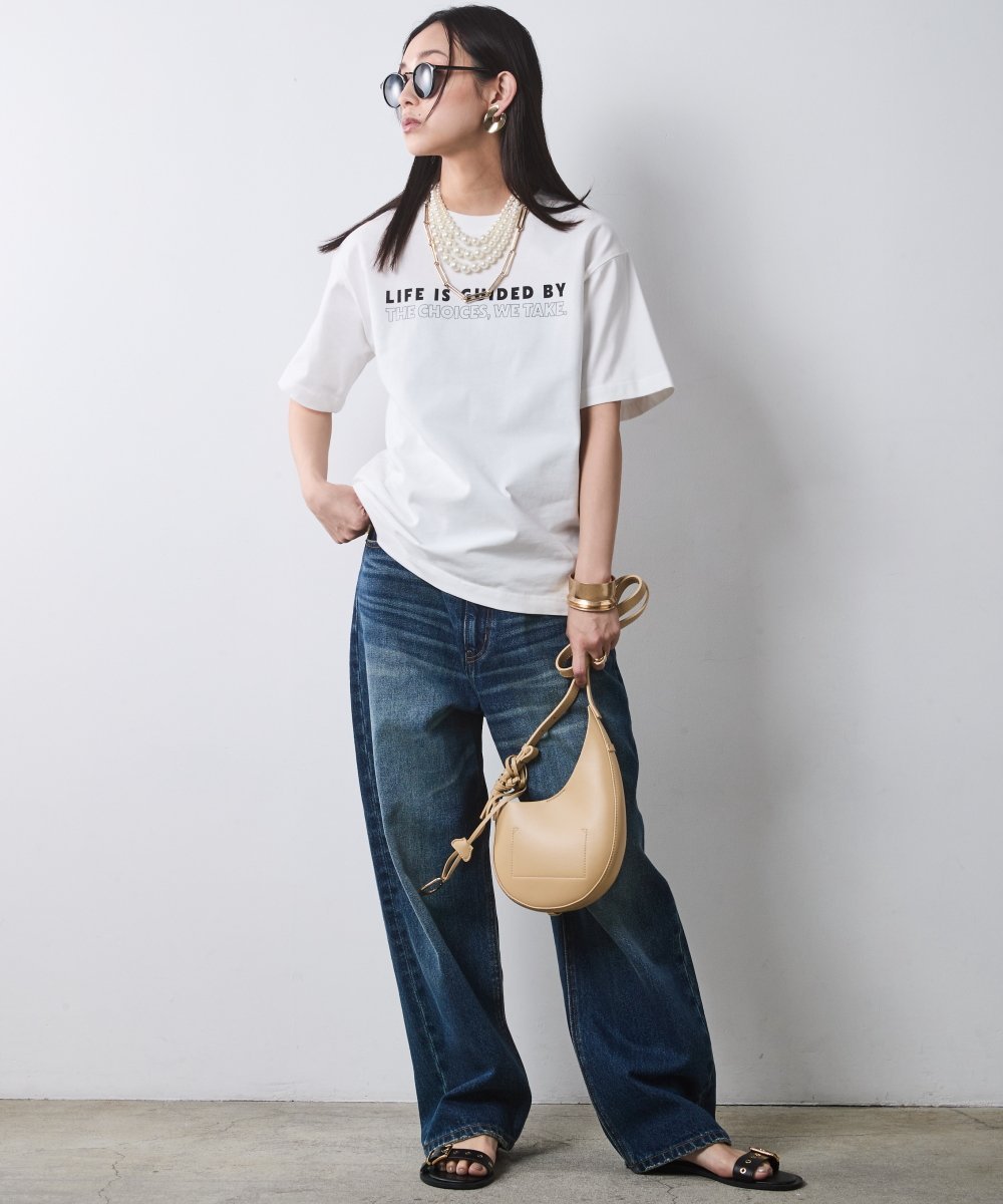 綿100%バックロゴプリントTシャツ＜大きいサイズ有＞シックスタイル シックスタイル トップス カットソー・Tシャツ ホワイト