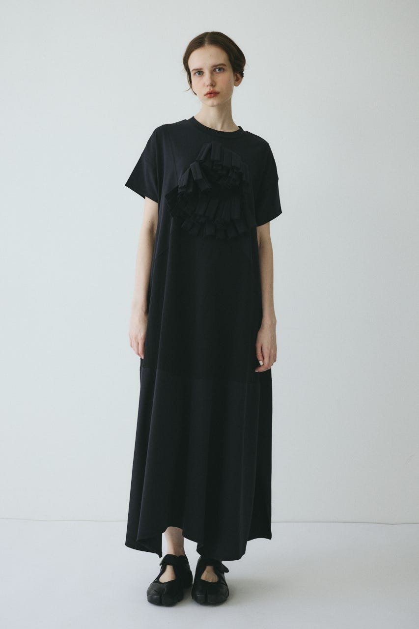 HeRIN.CYE Front ribbon docking dress ヘリンドットサイ ワンピース・ドレス ワンピース ブラック