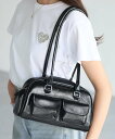 【SALE/34%OFF】Riberry アウトポケットフェイクレザーハンドバッグ リベリー バッグ ハンドバッグ ブラック ホワイト ブラウン