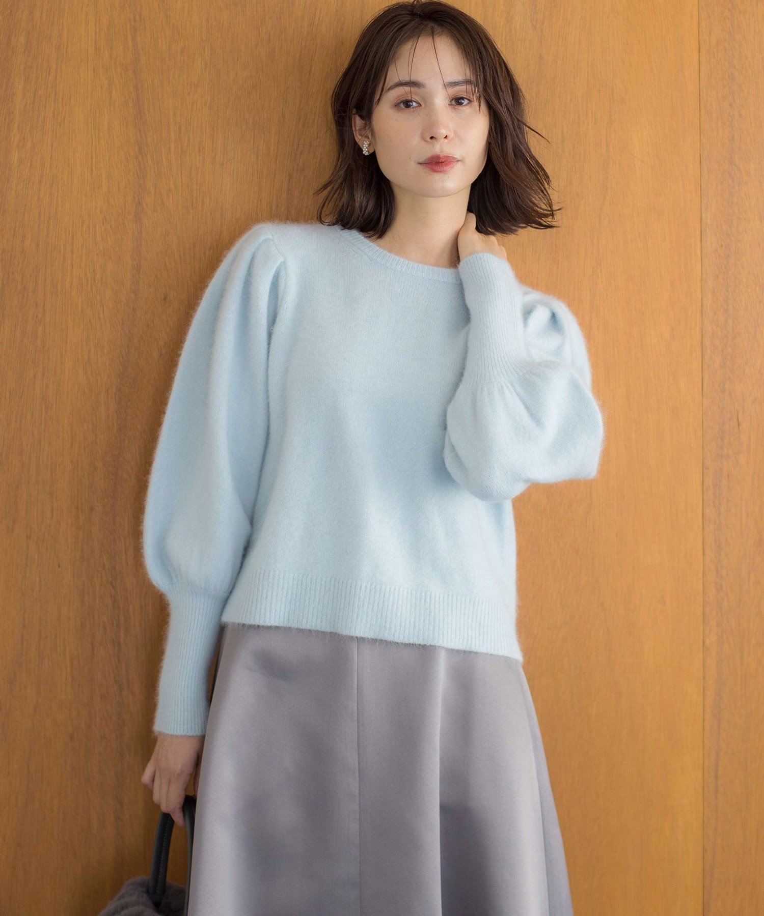 【SALE／30%OFF】組曲 L 【WEB限定】フラッフィーファー パフスリーブニット クミキョク トップス ニット ブルー ネイビー イエロー ブラウン【送料無料】