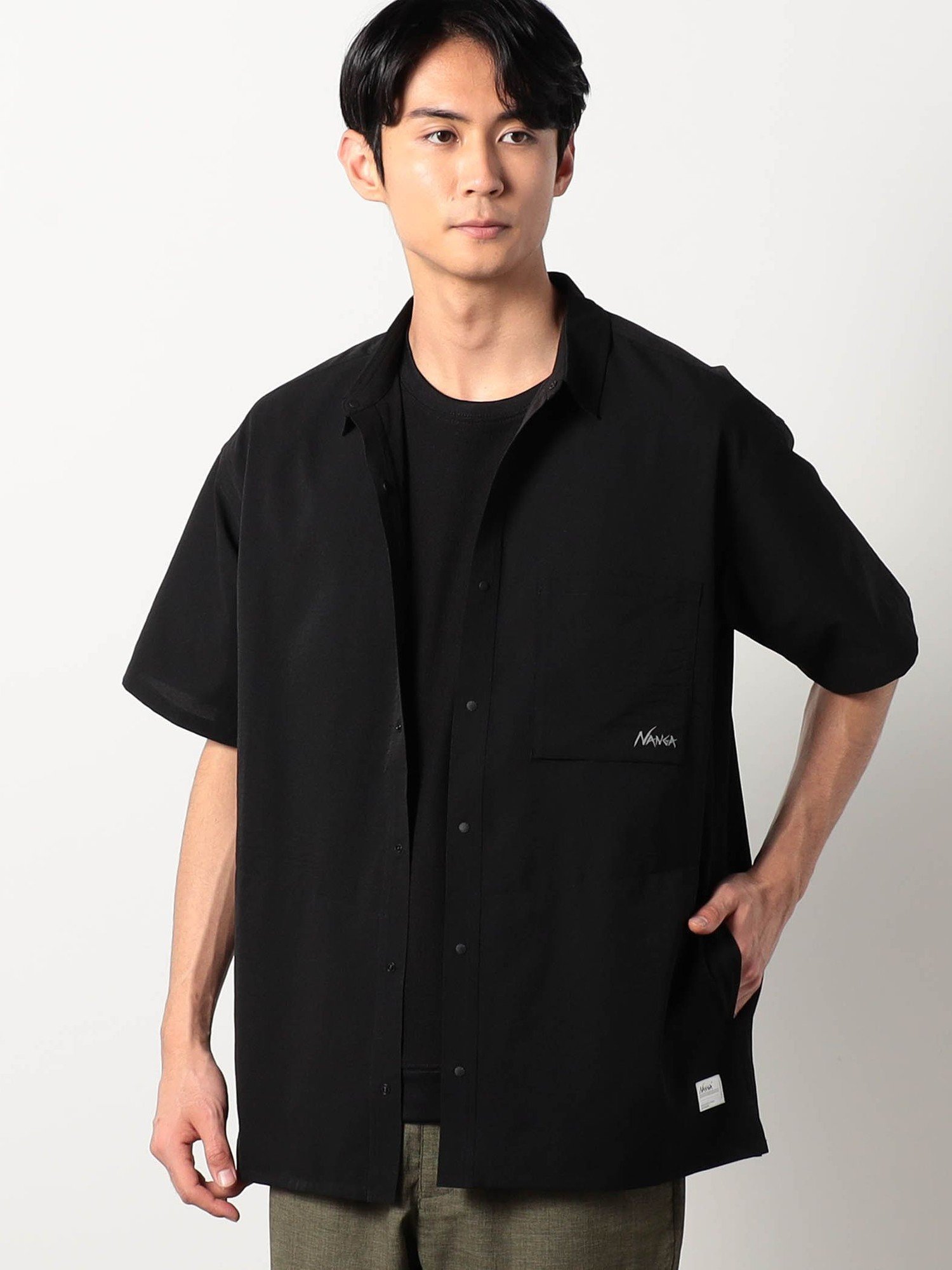 Grand PARK NICOLE 【NANGA別注】DOT AIR(R) COMFY 半袖シャツ ニコル トップス シャツ・ブラウス ブラック カーキグリーン ベージュ【送料無料】