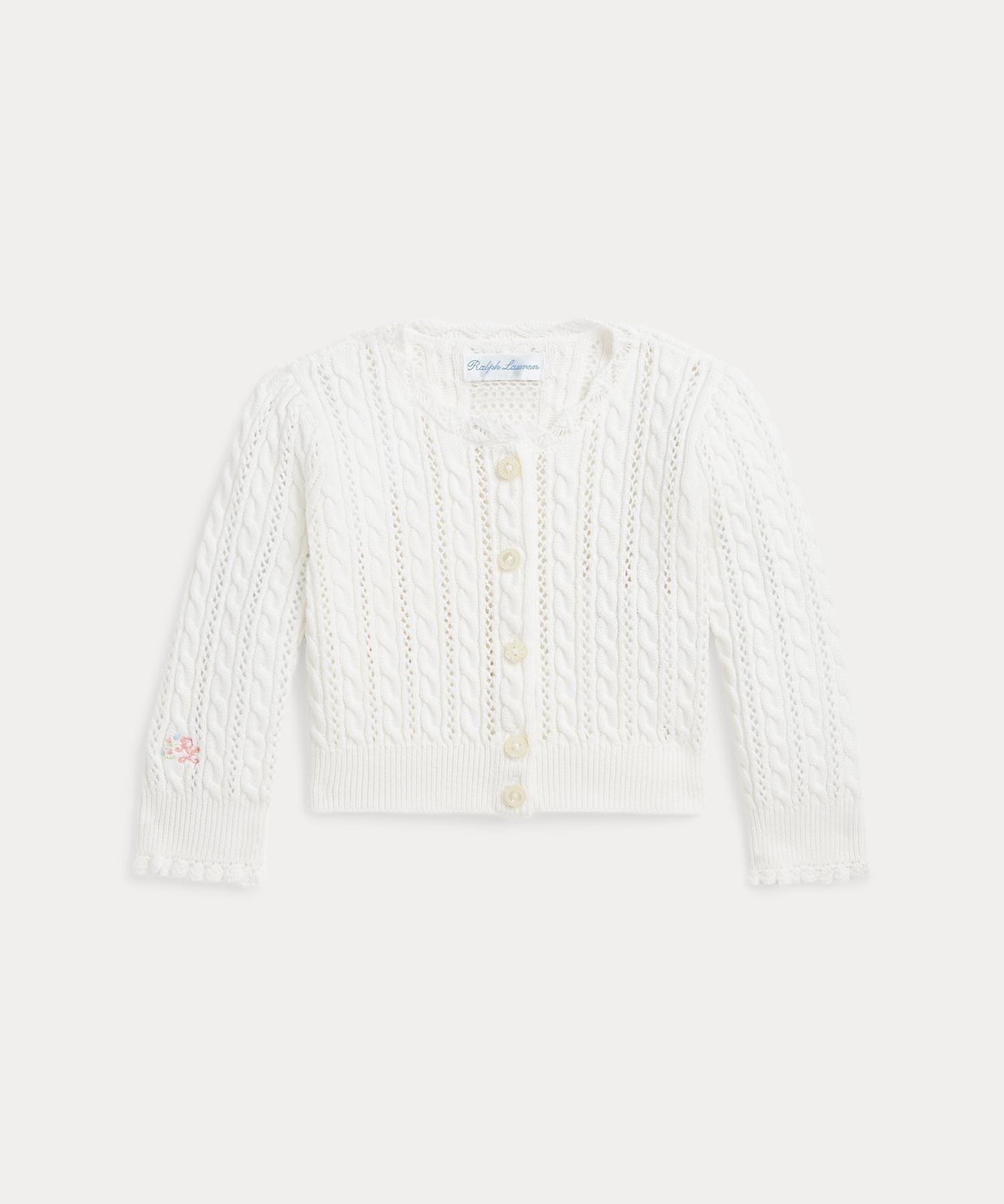 【SALE／50%OFF】POLO RALPH LAUREN (ベビー)ポインテールニット コットン カーディガン ラルフローレン トップス カーディガン ホワイト【送料無料】