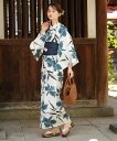 utatane utatane 浴衣3点セット 白地にターコイズのカトレア Fサイズ ウタタネ 着物・浴衣・和装小物 浴衣 ホワイト【送料無料】