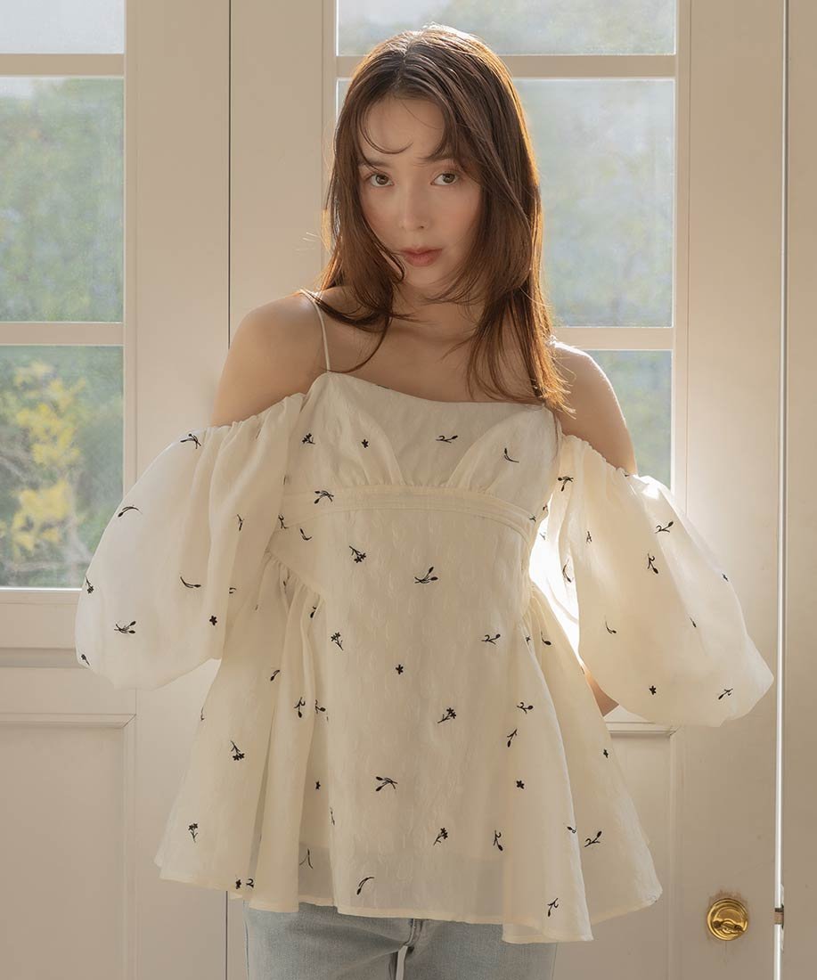 RANDA 【Tulip Collection】3WAY ギャザーペプラムトップス ランダ トップス シャツ・ブラウス ホワイト ピンク