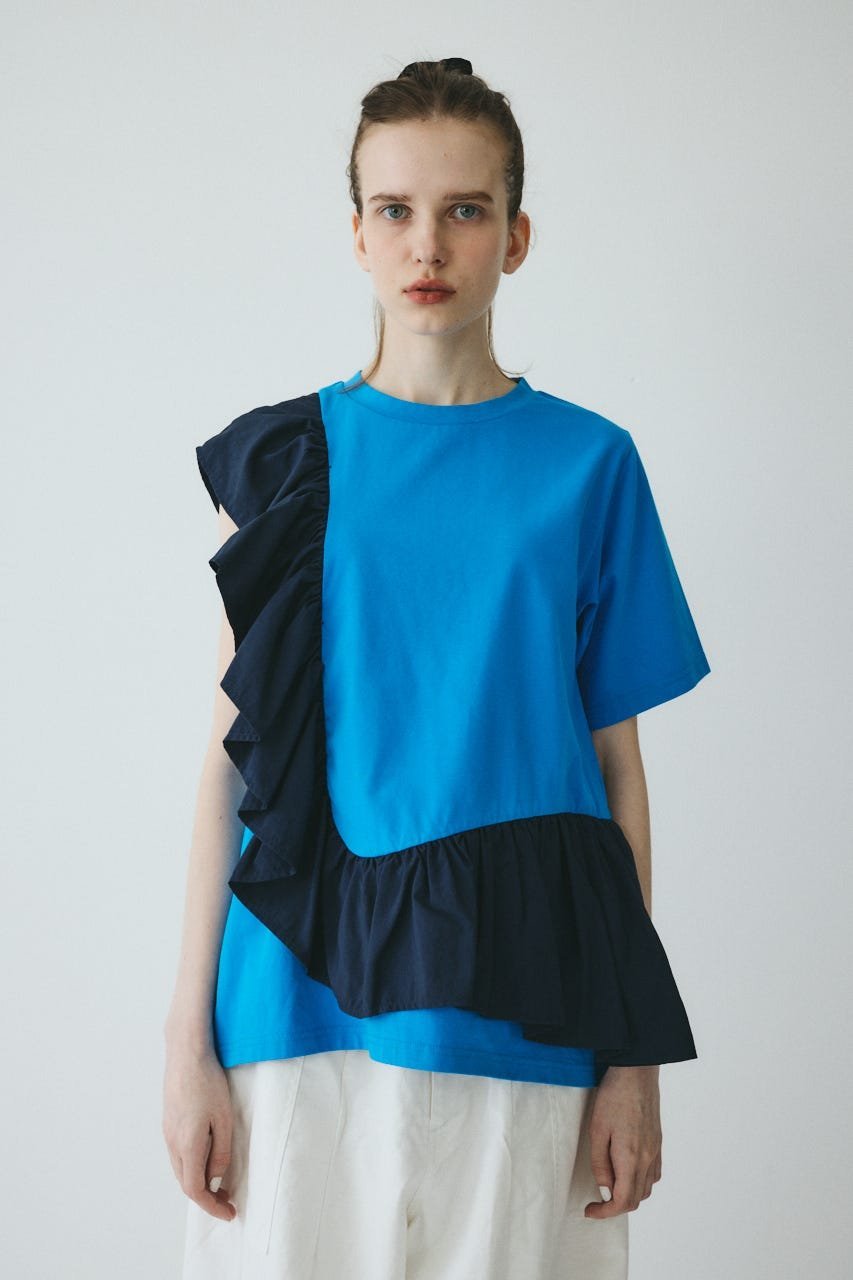HeRIN.CYE Docking ruffle peplum tops ヘリンドットサイ トップス カットソー・Tシャツ ホワイト ブラック