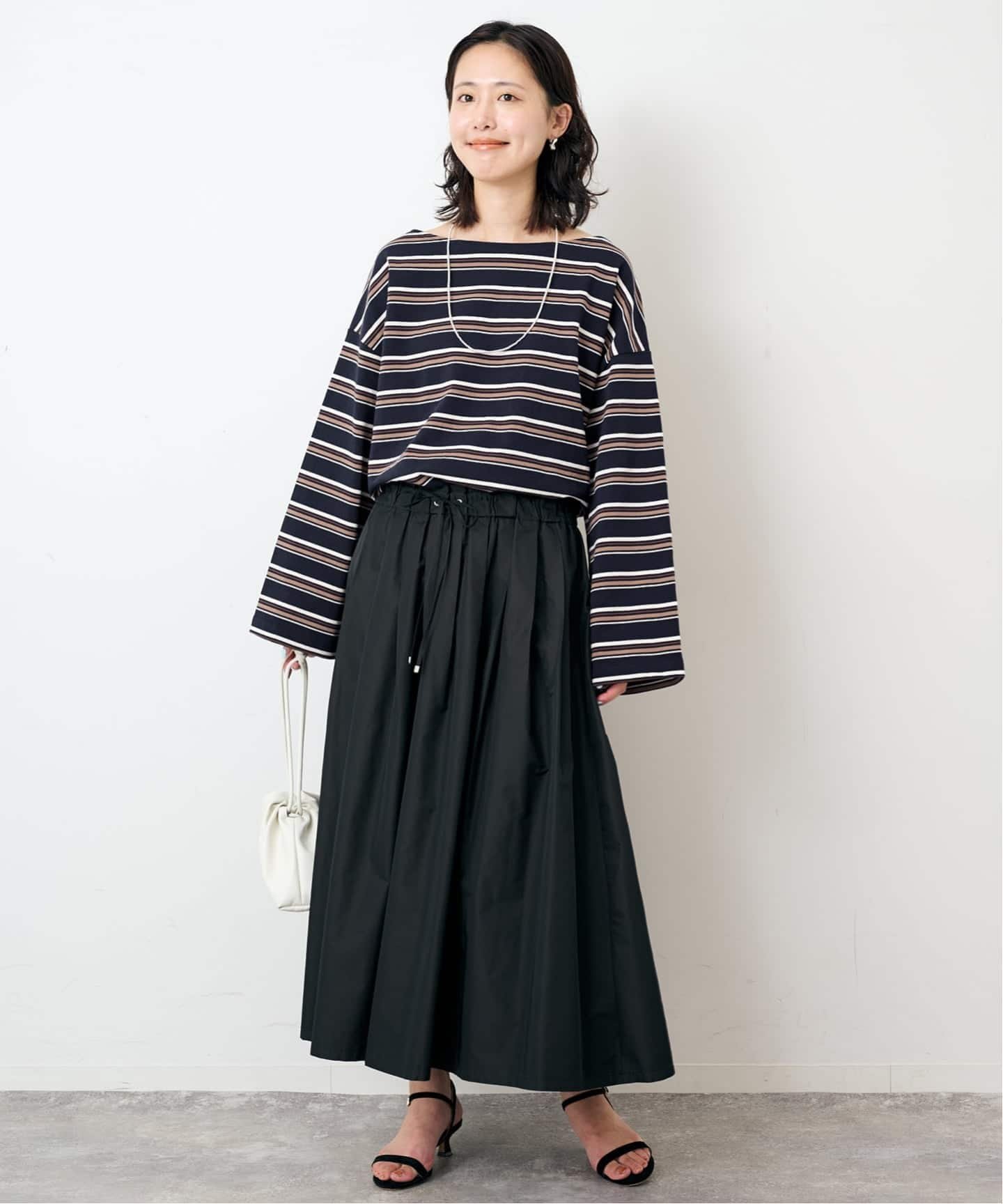 SLOBE IENA 《予約》マルチボーダーボートネックカットソー スローブ イエナ トップス カットソー・Tシャツ ネイビー ワインレッド