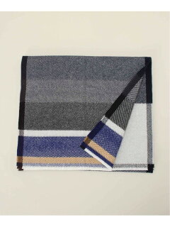Wool Cashmere Herringbone Scarf 21098610000440: Navy Wool Cashmere Herringbone Scarf 21098610000440: Navy