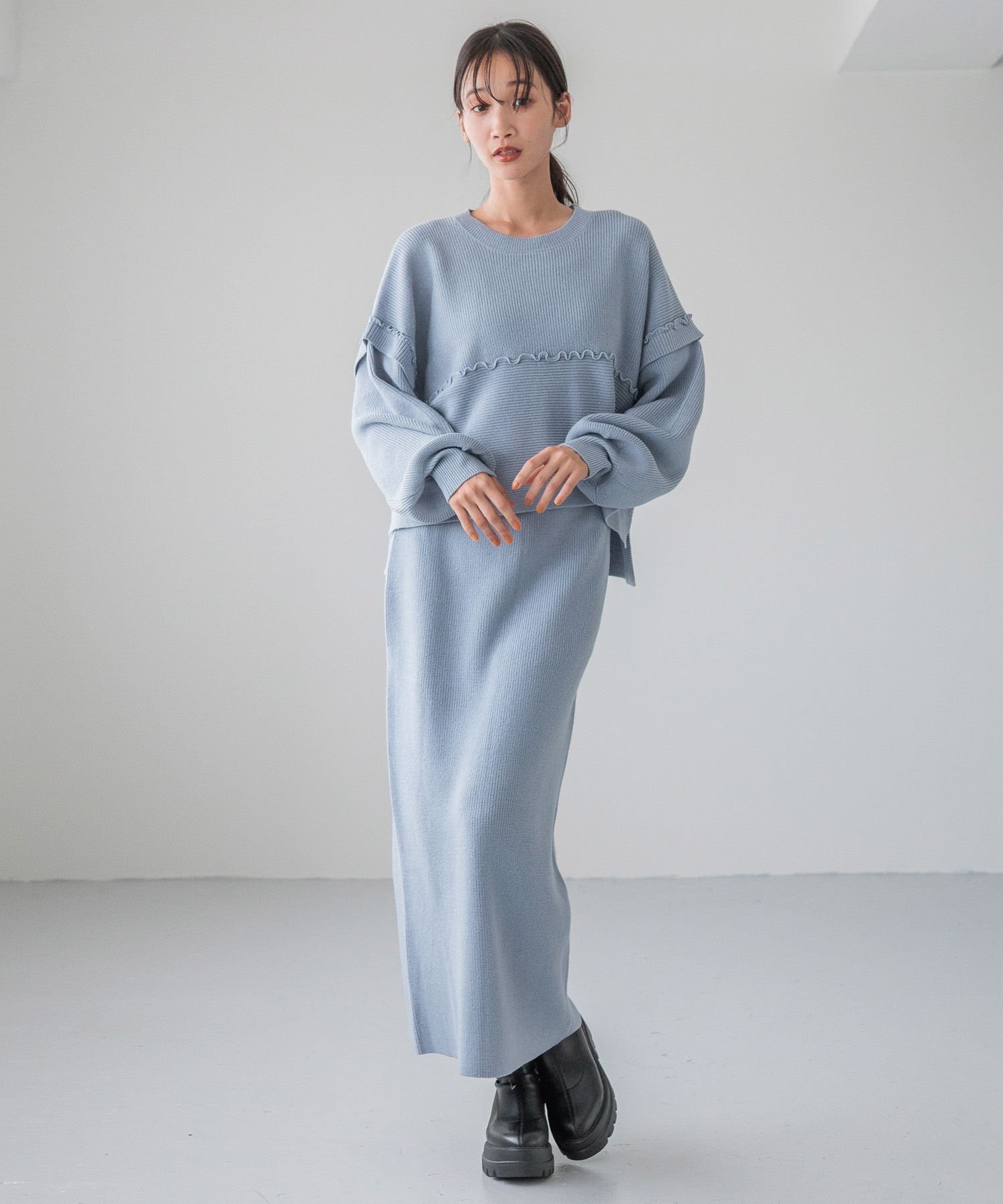 LOWRYS FARM 【セットアイテム】メローニットセットアップ ローリーズファーム ワンピース・ドレス ワンピース ブルー ホワイト ブラック ブラウン【送料無料】のサムネイル