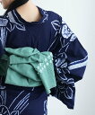 utatane utatane 綿麻 清江絞り 有松染め 兵児帯 菱 グリーン ウタタネ 着物・浴衣・和装小物 和装小物 グリーン【送料無料】