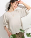 【SALE/35%OFF】SHOO・LA・RUE 【セットアップ可/洗える/S-LL】お袖シャーリング 麻調5分袖ブラウス シューラルー トップス シャツ・ブラウス ネイビー ベージュ