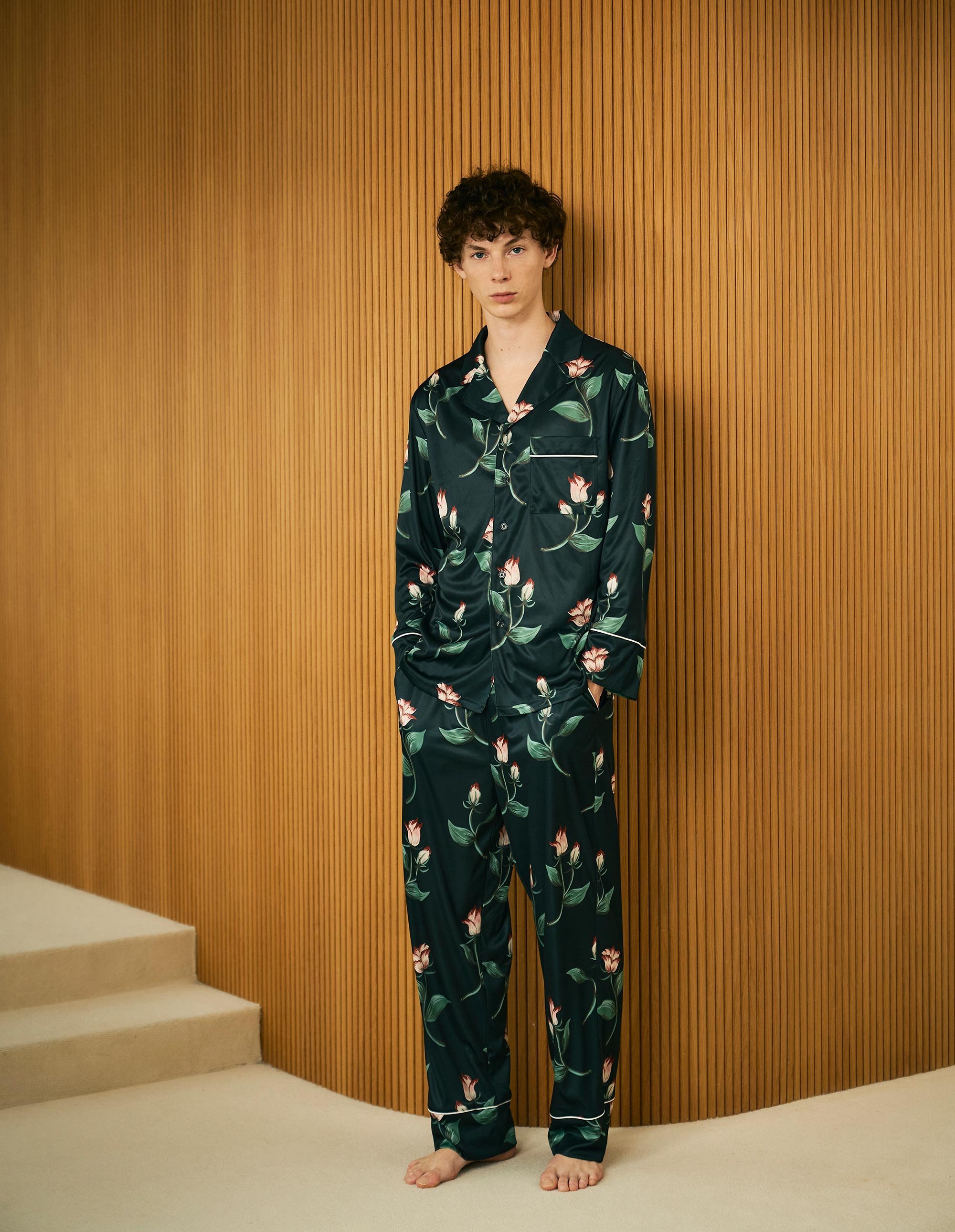 SLEEPY SLEEPY メンズドリーミングローズ長袖ロングパンツ スリーピー スリーピー インナー・ルームウェア パジャマ グリーン【送料無料】