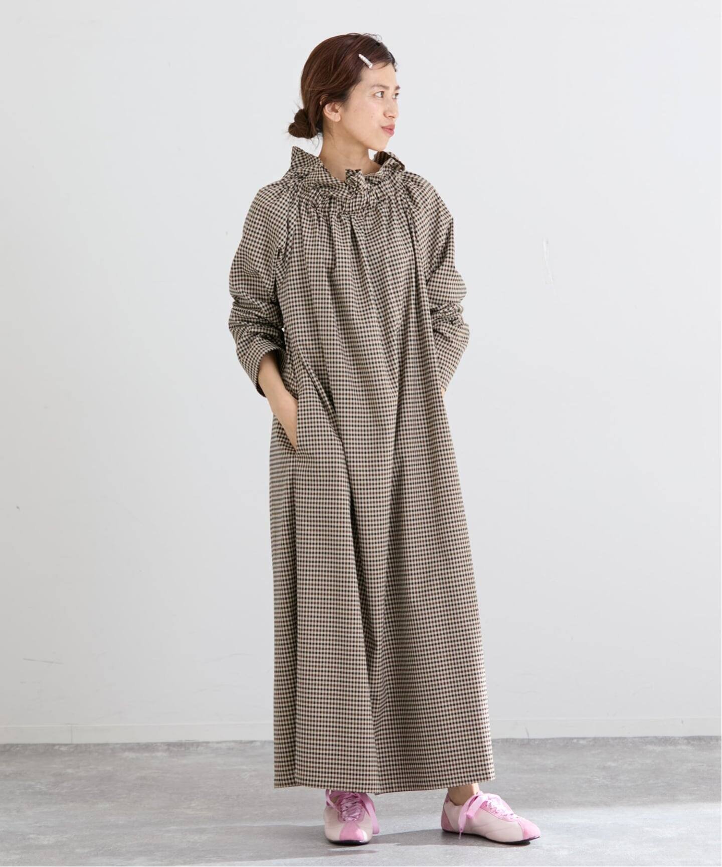 IENA THE M ギャザーネックワンピース イエナ ワンピース・ドレス ワンピース ベージュ
