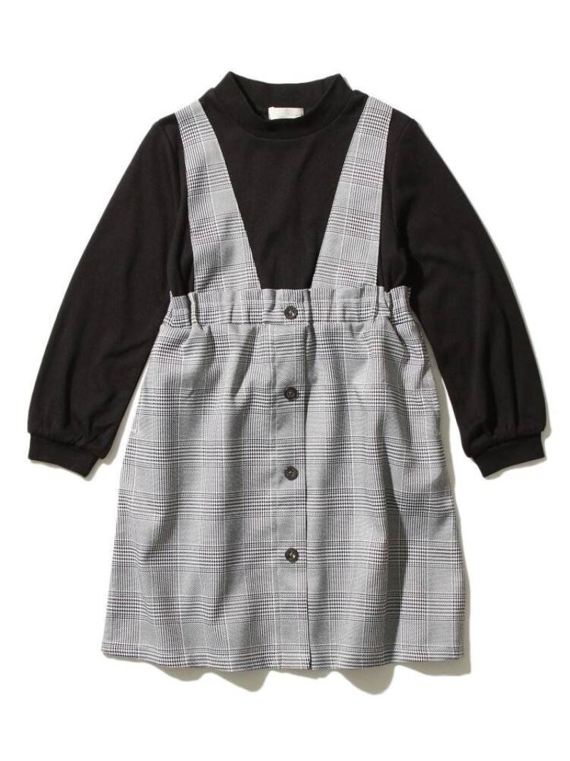 THE SHOP TK 【150・160cm】モックネックトップス*ジャンスカデザイン/ドッキングワンピース ザ ショップ ティーケー ワンピース・ドレス その他のワンピース・ドレス ブラウン ブラック【送料無料】のサムネイル