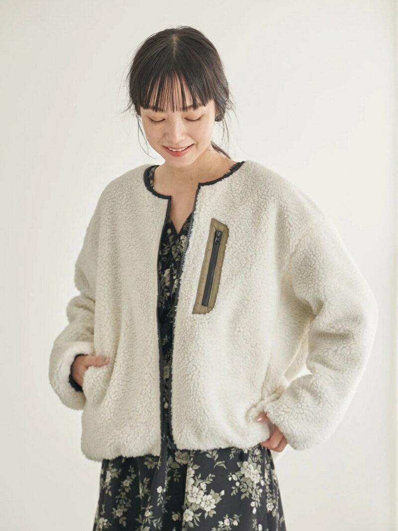 【SALE／70%OFF】earth music&ecology Premium Label 2wayスポーティーボアブルゾン アースミュージック&エコロジー コート/ジャケット ショートコート ホワイト グレー ベージュのサムネイル