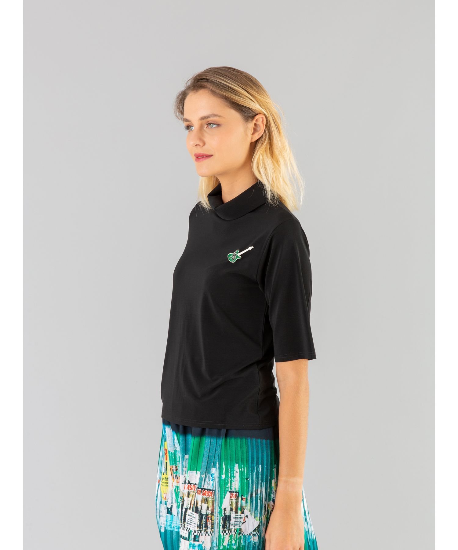 agnes b. FEMME ハイネック 五分袖 トップス "Moree" アニエスベー トップス カットソー・Tシャツ ブラック【送料無料】