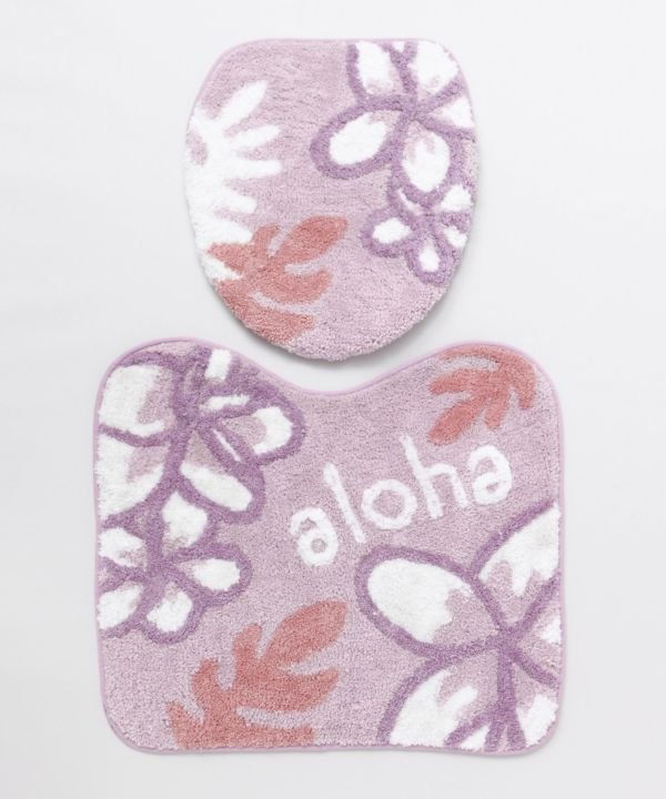 Kahiko HAWAIIAN TOILETRY COVER&MAT アロハフラワートイレセット アミナコレクション インテリア・生活雑貨 トイレ用品・バス用品 ピンク グリーン