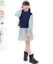 【SALE/15%OFF】子供服 Bee レイヤード風ワンピース リブ地 リボン フリル 子供服 キッズ 女の子 Bee カンコクコドモフク ビー ワンピース・...