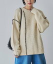 【SALE/40%OFF】coen ハンドステッチパッチワークニット コーエン トップス ニット レッド ブラック ホワイト