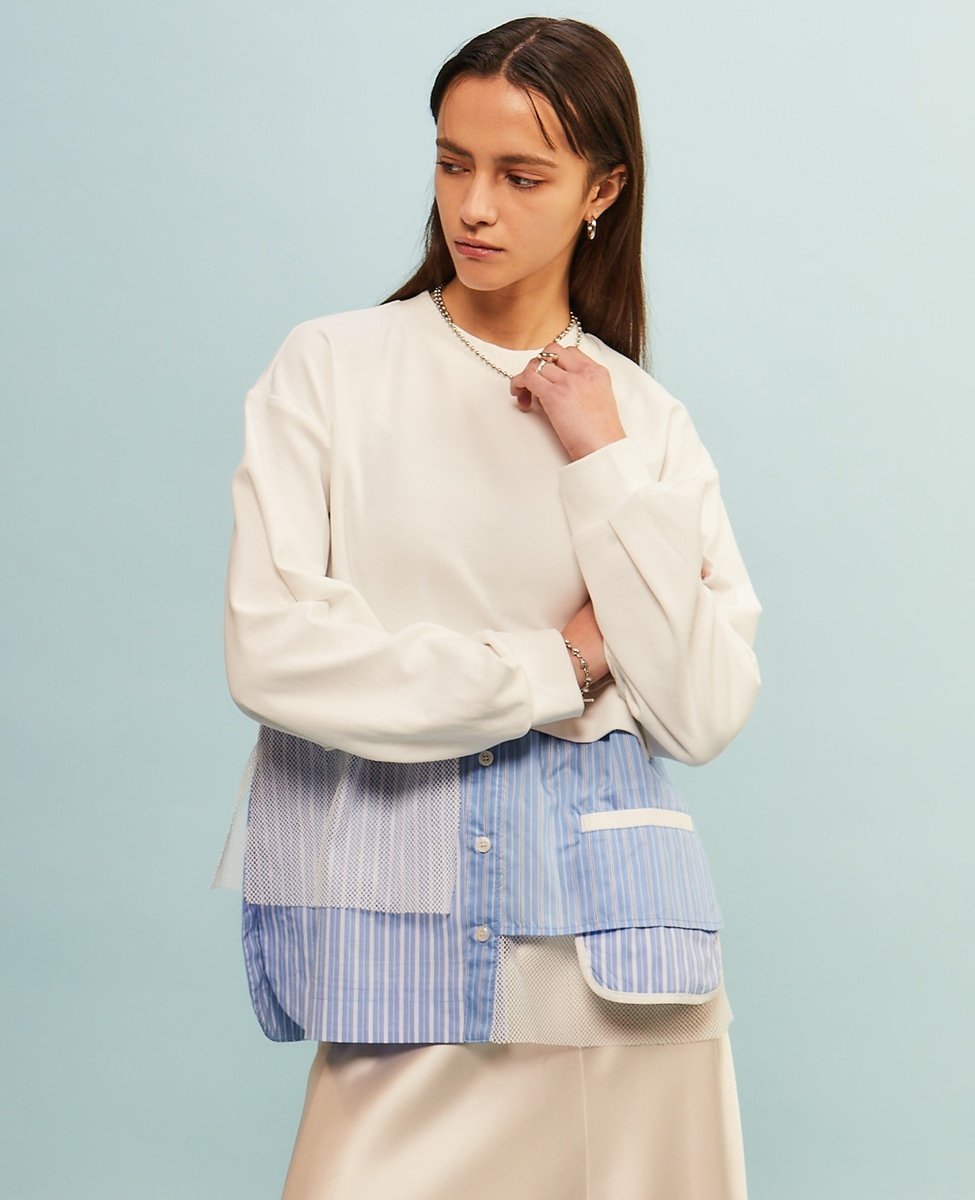 Soffitto 【AULA AILA別注】SHIRT COMBINATION PULLOVER ソフィット トップス シャツ・ブラウス ホワイト ブラック
