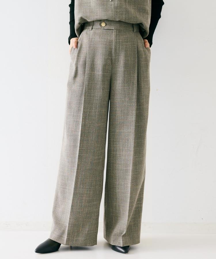 【SALE／44%OFF】UNTITLED 【セットアップ可】梳毛調合繊2タックワイドパンツ アンタイトル パンツ その他のパンツ ブラック ベージュ【送料無料】