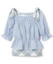 【SALE/50%OFF】pom ponette junior ショルダーリボンブラウスセット ナルミヤオンライン トップス シャツ・ブラウス ブルー ホワイト【送料無料】
