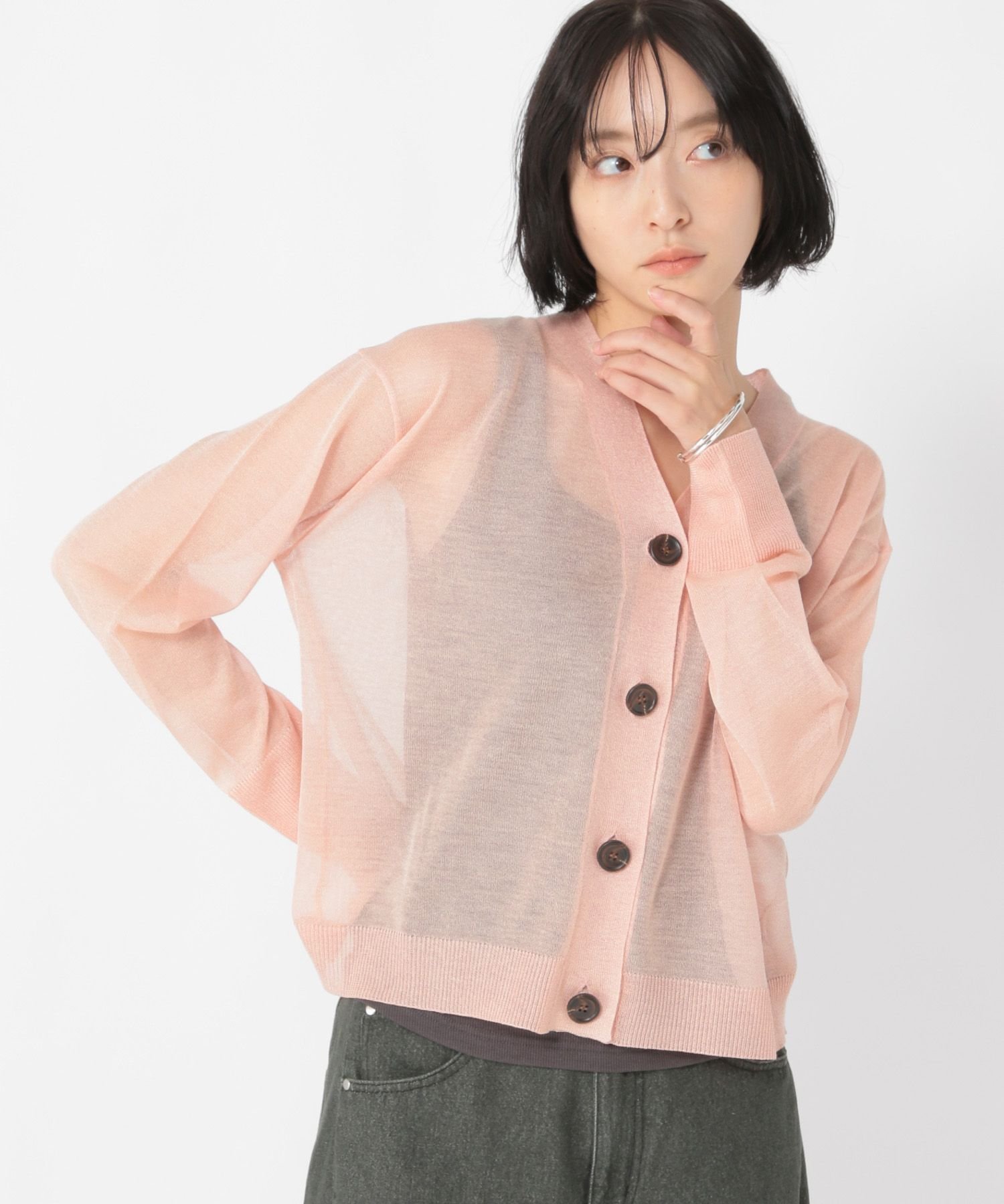 daily CLIP 【daily CLIP】メランジVネックカーディガン スタディオクリップ トップス カーディガン ピ..