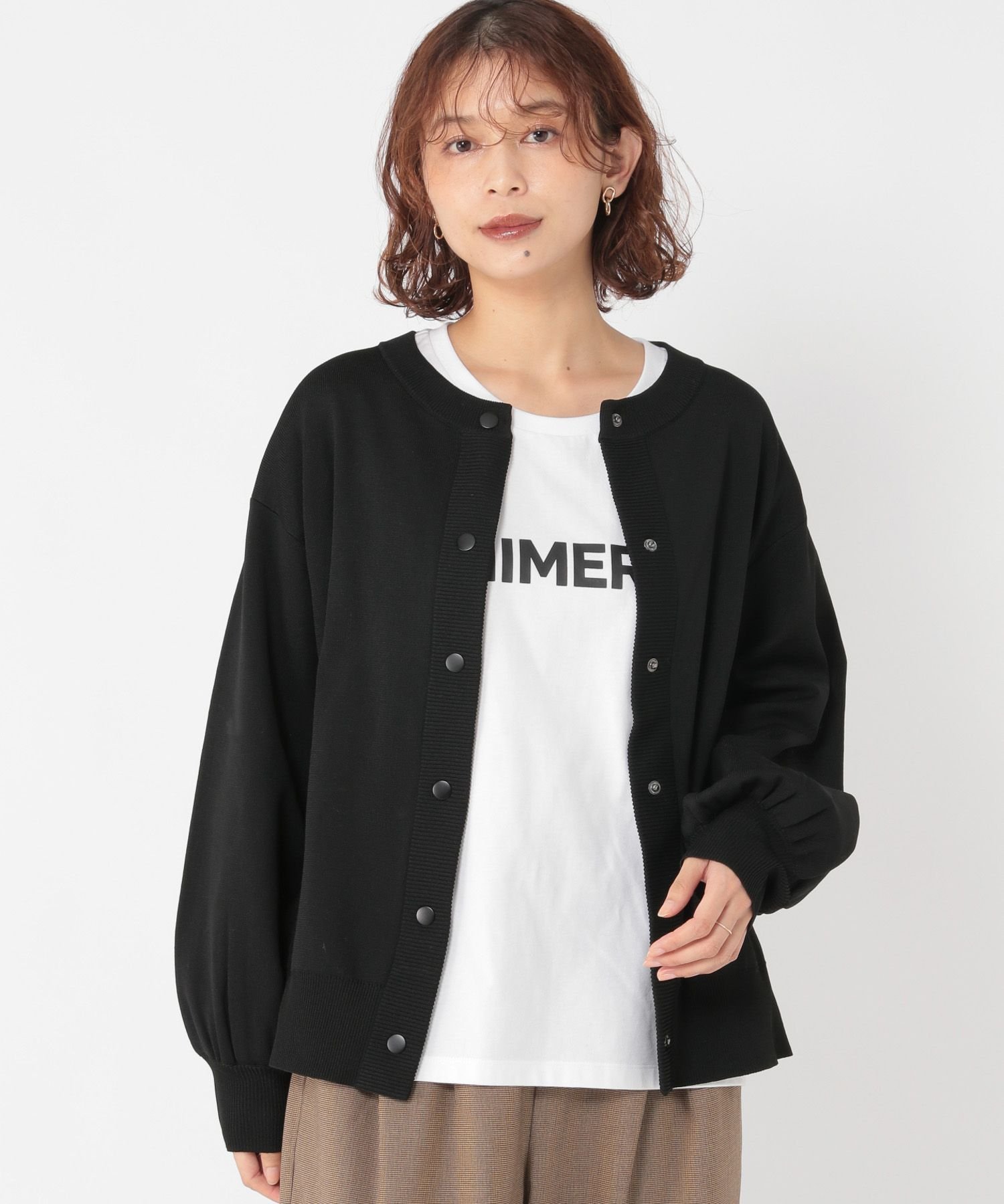 studio CLIP 14ゲージスナップニットブルゾン スタディオクリップ トップス カーディガン ブラック ブ..