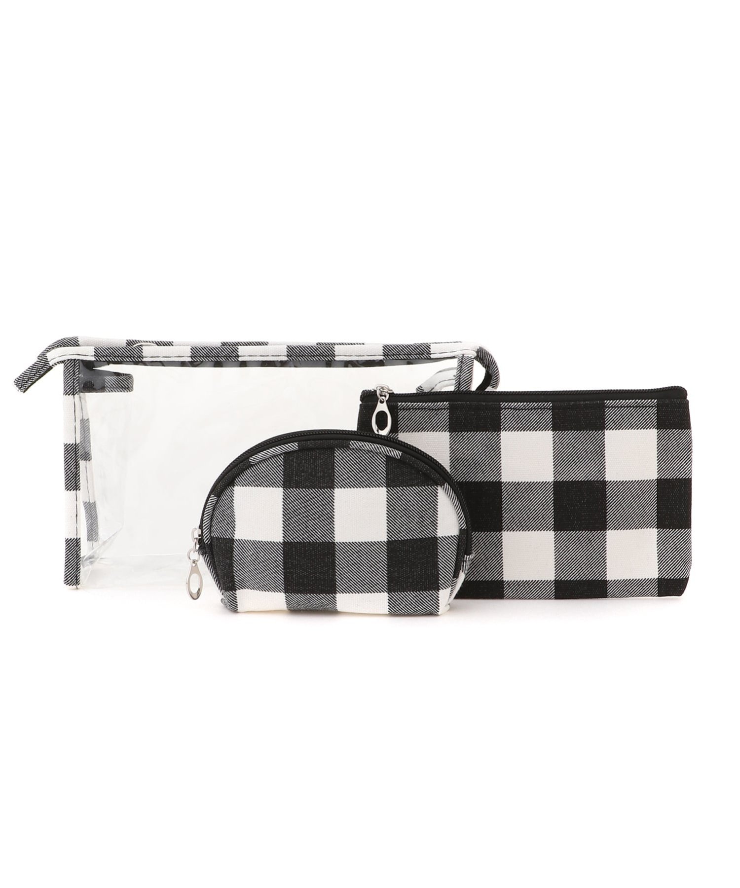 Fun&Daily Fun&Daily/(U)F&D : PVCクリアポーチwithチェックポーチ ファンアンドデイリー 財布・ポーチ・ケース ポーチ ブラック